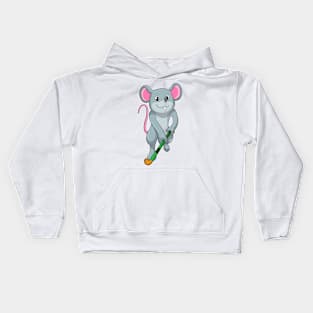 Rat at Hockey with Hockey bat Kids Hoodie